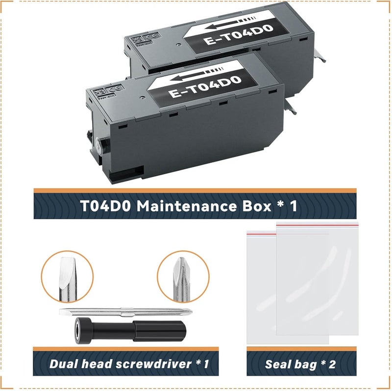 SUBLIMAKER T04D0 Maintenance Box Compatible Replacement for Epson Ecotank ET-7700 ET-7750 ET7700 ET7750 7700 7750 Printers, Compatible Replacement for Epson Ink Maintenance Box T04D0/04d0 (2 Packs) - Image 5